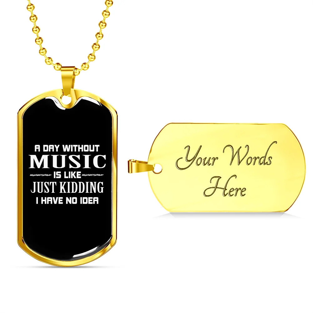 Musician Necklace No Idea Personalized Engraved Gold Dog Tag Necklace Custom Na